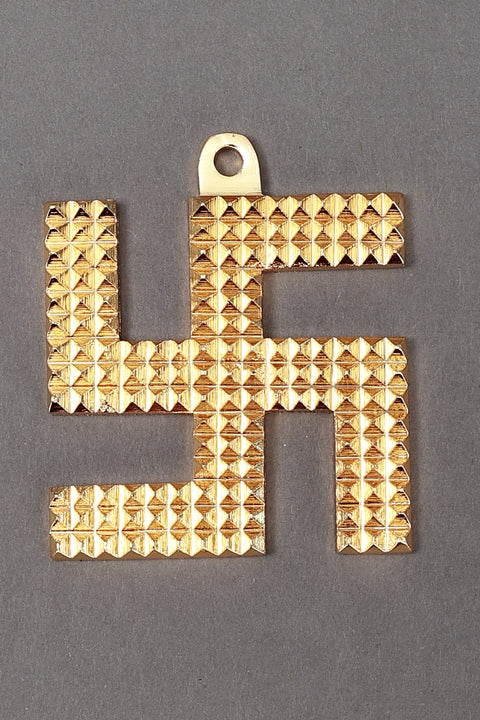 3" Pyramid Design Brass Swastik | Brass Swastik | Wall Hanging | Handmade | Made In India