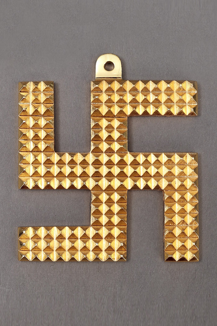 5" Brass Swastik Pyramid Wall Hanging Handmade