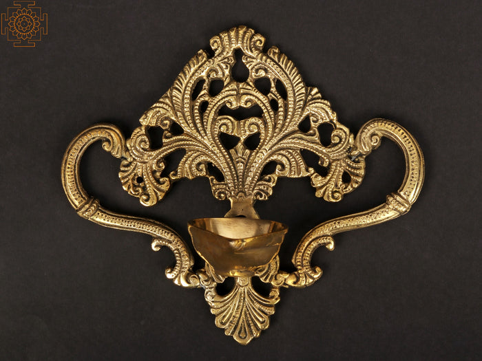 7" Handmade Brass Diya Wall Hanging for Home Decor
