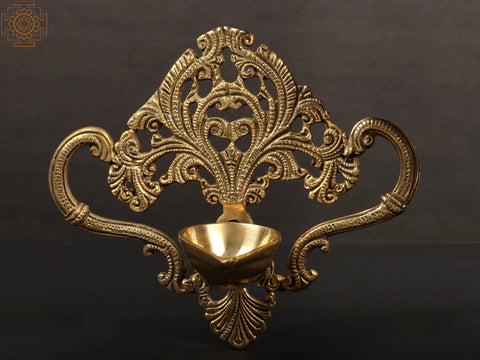 7" Handmade Wall Hanging Brass Diya