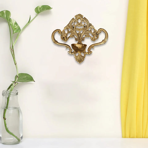 7" Handmade Wall Hanging Brass Diya