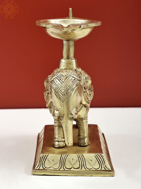 7" Decorative Elephant with Diya | Handmade