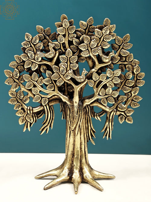 10" Handmade Bodhi Tree Brass Statue