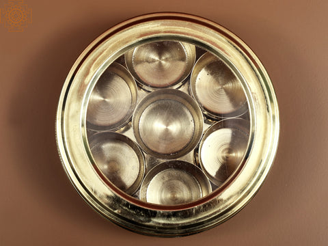 Spice Box with Glass Lid | Handmade Brass Masala Box