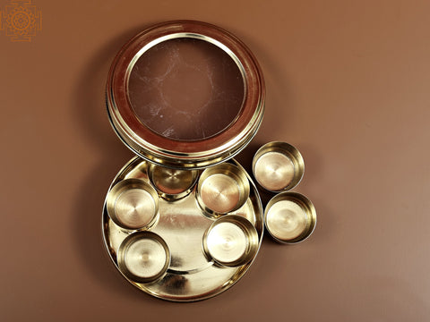 Spice Box with Glass Lid | Handmade Brass Masala Box