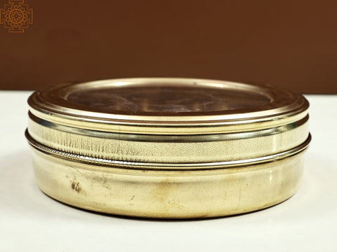 Spice Box with Glass Lid | Handmade Brass Masala Box