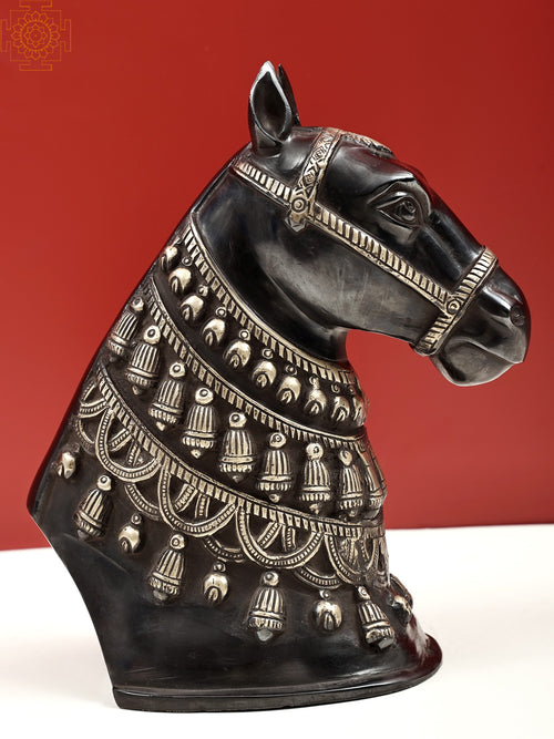 11" Brass Horse Face Handmade Statue for Home Decor