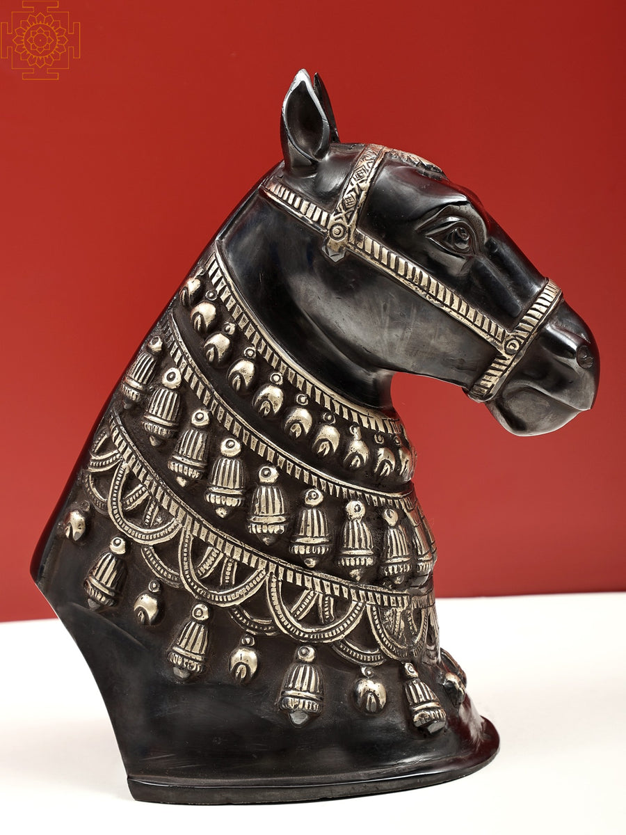 11" Brass Horse Face Handmade Statue for Home Decor