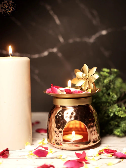 5" Brass Flower Design Diffuser Burner Handmade