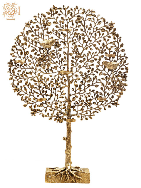 28" Brass Tree with Candle Holder | Handmade