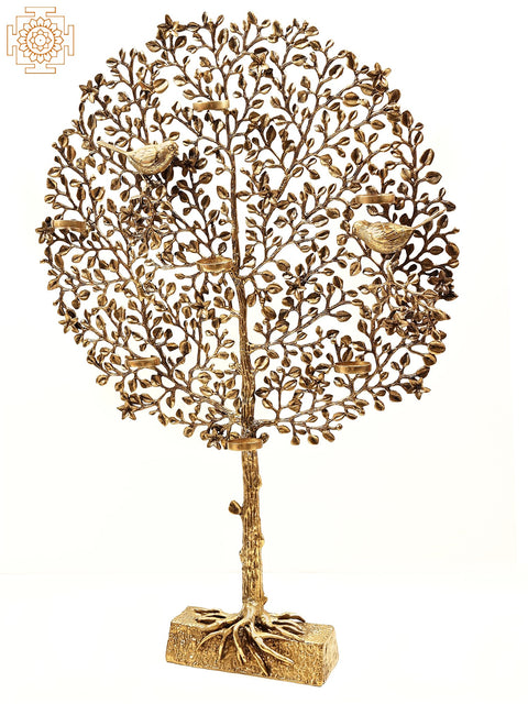 28" Brass Tree with Candle Holder | Handmade