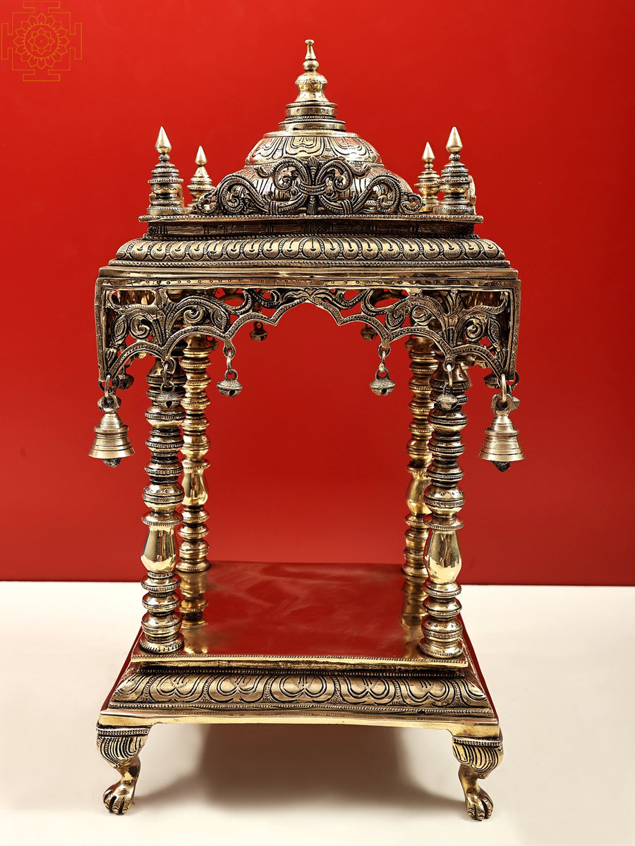 Handmade Brass Temple Statue with Bells and Ghungroo