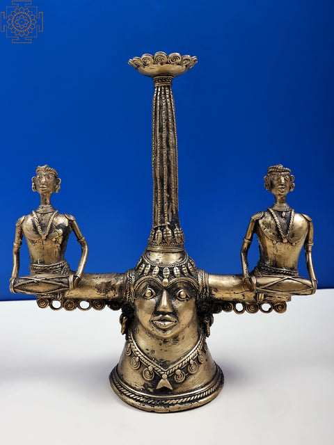 12" Trible Brass Candle Stand | Handmade