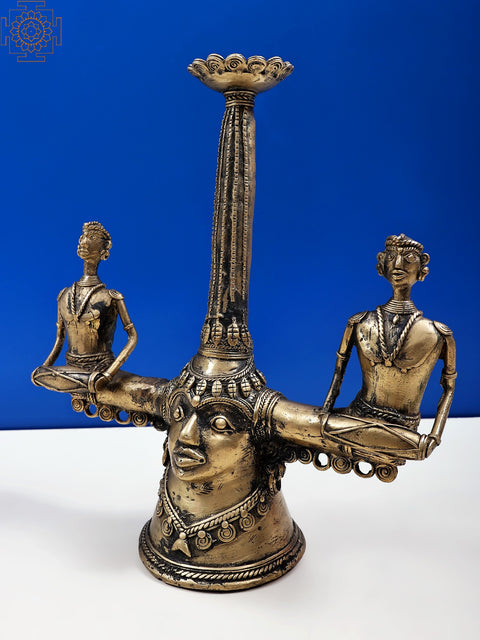 12" Trible Brass Candle Stand | Handmade