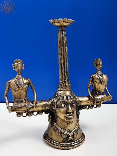 12" Trible Brass Candle Stand | Handmade