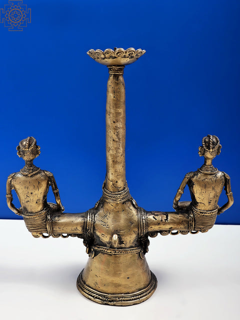 12" Trible Brass Candle Stand | Handmade