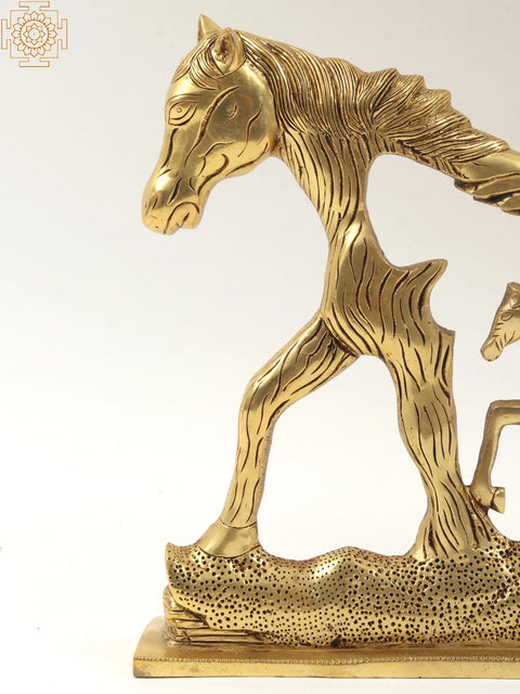 14" Stylized Horse Showpiece in Brass | Home Decor