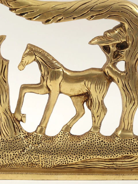 14" Stylized Horse Showpiece in Brass | Home Decor