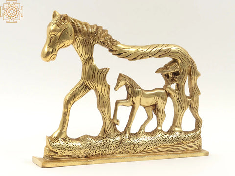14" Stylized Horse Showpiece in Brass | Home Decor