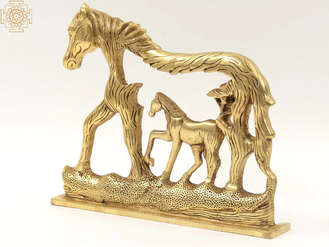 14" Stylized Horse Showpiece in Brass | Home Decor