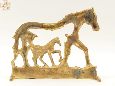 14" Stylized Horse Showpiece in Brass | Home Decor