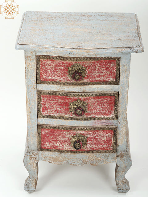24" Wooden Three Drawer Side Table | Handmade Wood Drawer