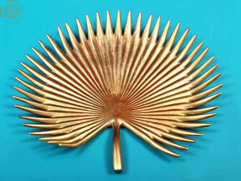 9" Elephant Palm Leaf Design Brass Platter | Handmade