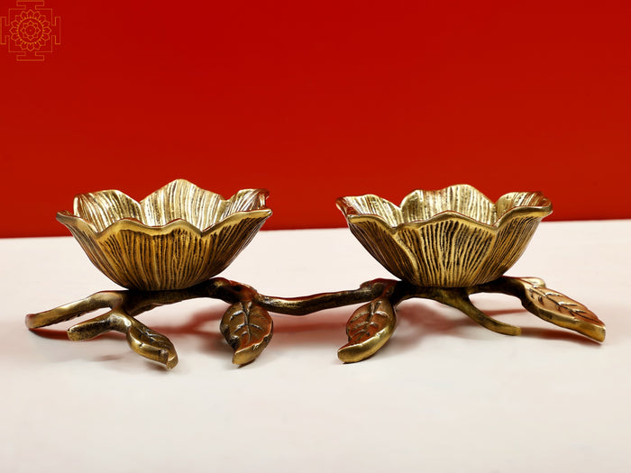 12" Handmade Brass Joint Leaf Design Bowl