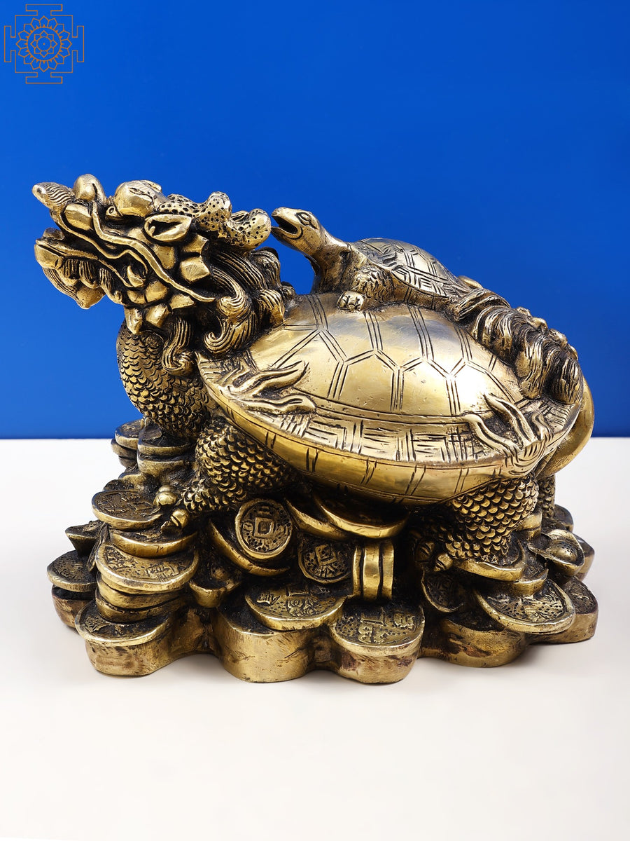 8" Handmade Brass Tortoise Piggy Bank for Home Decor