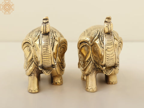 6" Brass Royal Elephant Statue (Pair) | Handmade