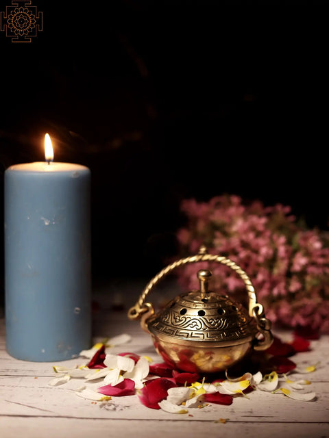 3" Brass Incense Burner with Lid | Handmade Dhoop Box