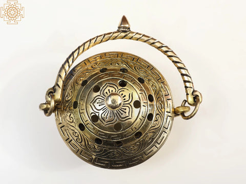 3" Brass Incense Burner with Lid | Handmade Dhoop Box