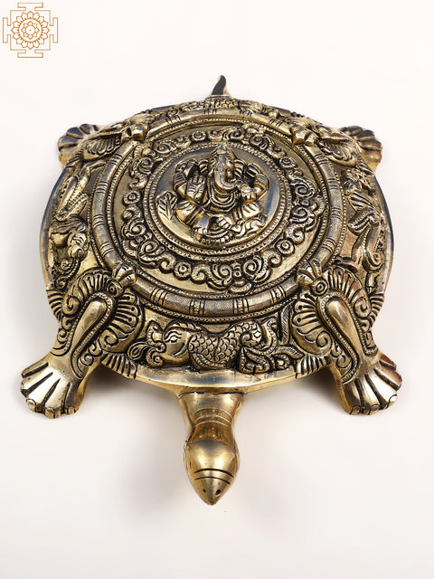 11" Vastu Tortoise with Ganesha on Top | Handmade
