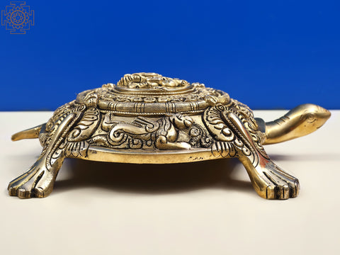 11" Vastu Tortoise with Ganesha on Top | Handmade
