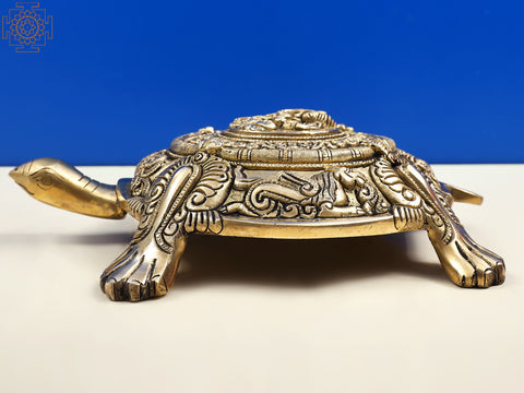 11" Vastu Tortoise with Ganesha on Top | Handmade