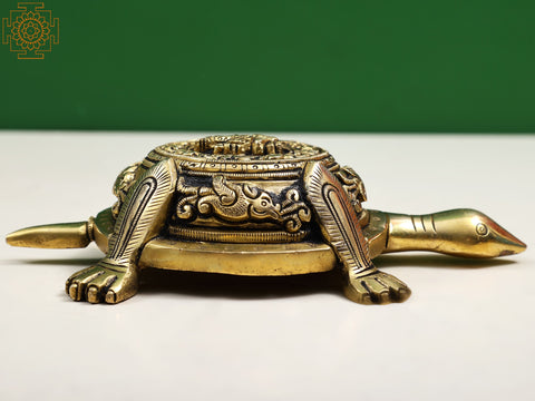 1" Vastu Turtle with Engraved Ganesha | Handmade