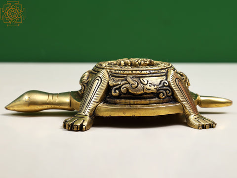 1" Vastu Turtle with Engraved Ganesha | Handmade