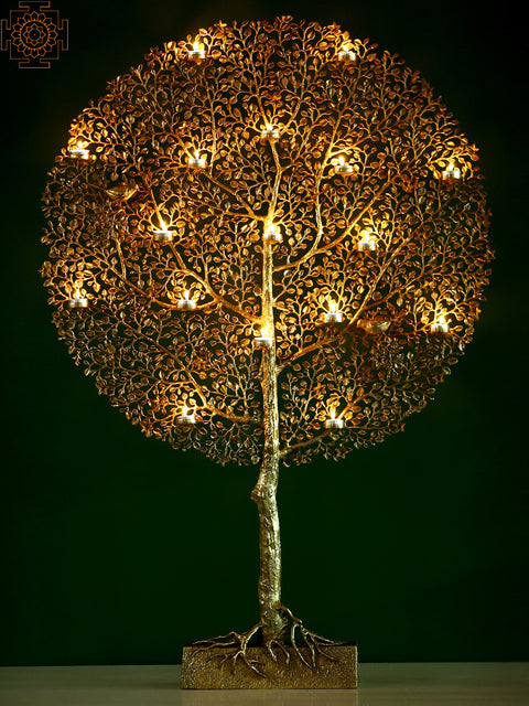 51" Large Brass Tree with Candle Holder | Handmade