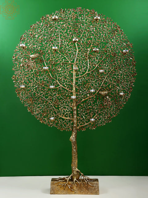51" Large Brass Tree with Candle Holder | Handmade