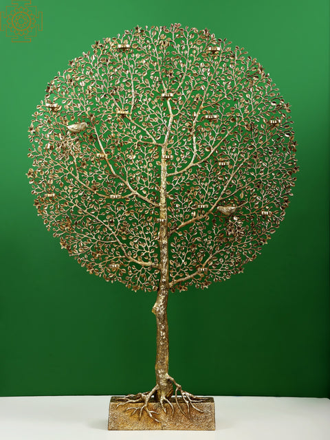 51" Large Brass Tree with Candle Holder | Handmade