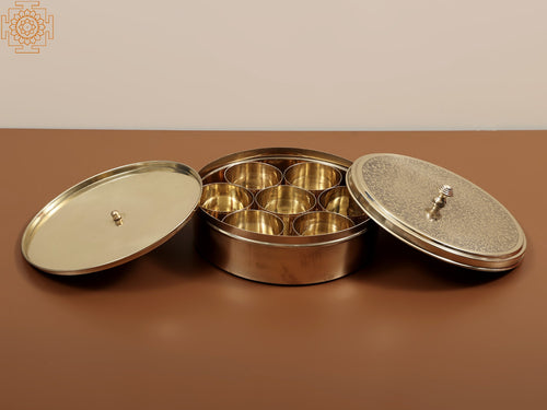 Brass Masala Spice Box for Kitchen Storage
