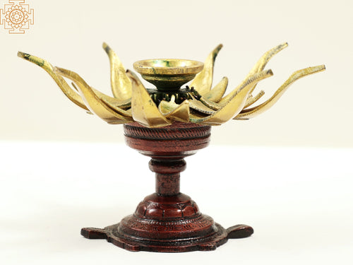 5" Handmade Brass Lotus Candle Stand for Home Decor
