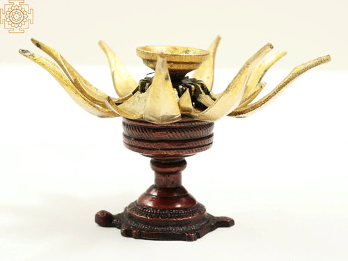 4" Handmade Brass Lotus Candle Stand