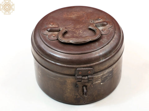 6" Vintage Brass Roti Box | Handmade