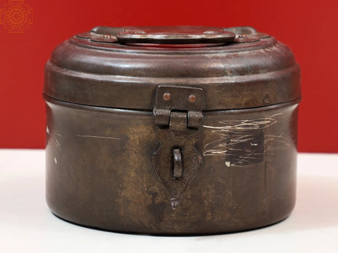 6" Vintage Brass Roti Box | Handmade