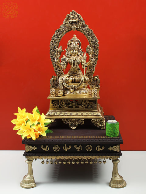 15" Designer Chowki with Dangling Ghungroos | Wooden Pedestal | Handmade  Pelli