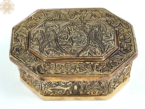 5" Vintage Design Brass Jewelry Box