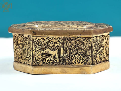 5" Vintage Design Brass Jewelry Box