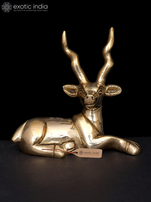 3" Handmade Brass Sitting Deer Figurine for Home Decor