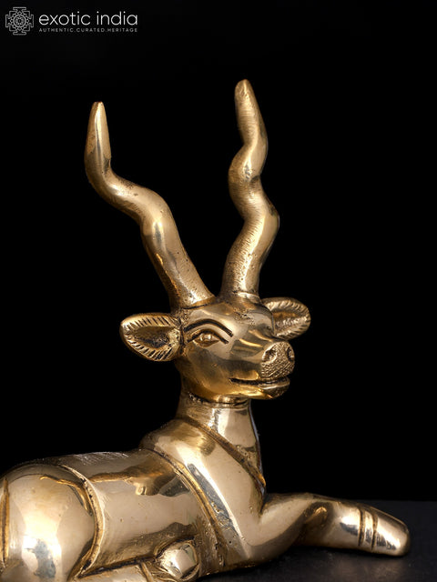 3" Small Brass Sitting Deer Figurine | Handmade
